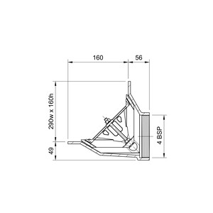 Frost Parapet assembly, 45 angle grate, small sump body cast iron 2-way outlet BSP4