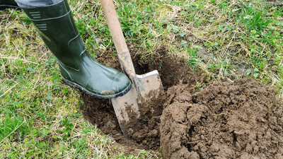 digging a hole by hand with a spade