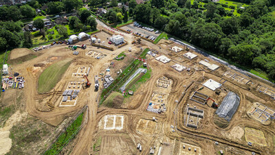 drone photo of housebuilding site Thakeham Homes