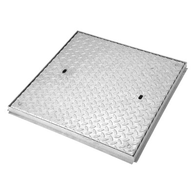 Chequer Plate Galv: 600 x 600mm; Light Duty Cover & Frame - Locked