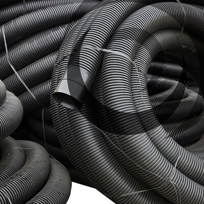 160mm OD Twinwall Electrical Duct x25m Coil BLACK (140mm ID)