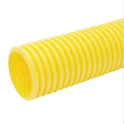 225mm ID Twinwall PERFORATED Duct x6m; YELLOW