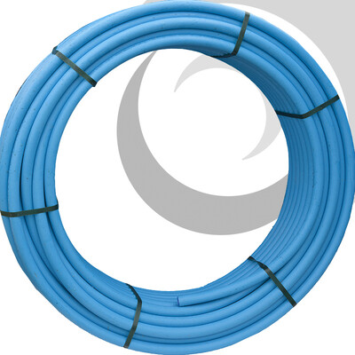 MDPE Water Pipe: 25mm x 100m Coil; BLUE 12.5 bar/ PE80/ SDR11