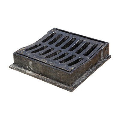 DISHED Iron Gully Grate: 300 x 300mm; B125 Ductile Hinged