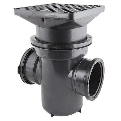 110mm Square BLACK B/Inlet Bottle Gully Roddable