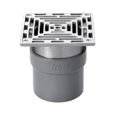 Frost floor drain 150mm square stainless steel grating with direct connection spigot outlet,100mm