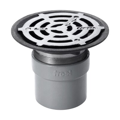 Frost floor drain 200mm circular ductile iron grating with direct connection spigot outlet, 100mm