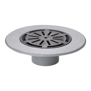 Frost Cold Roof drain assembly - cast iron grating, fixed 240mm circular, medium sump body with clamp, vertical spigot outlet 110mm