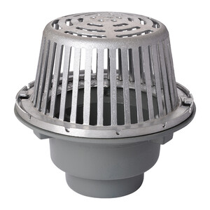 Frost Cold Roof drain assembly - cast aluminium dome 310mm, large sump body with clamp, vertical threaded outlet 4" BSP