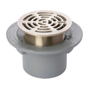 Frost Floor drain 150mm circular nickel bronze grating with small sump body and spigot outlet size 100mm