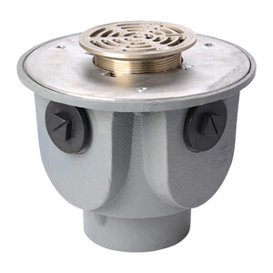 Frost Floor drain 150mm circular nickel bronze grating with large deep sump body and threaded outlet size 4" BSP