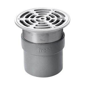 Frost floor drain 150mm circular nickel bronze grating with direct connection spigot outlet, 100mm