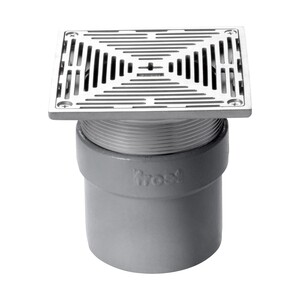 Frost floor drain 150mm Slimline Heel Proof stainless steel grating with direct connection spigot outlet, 100mm
