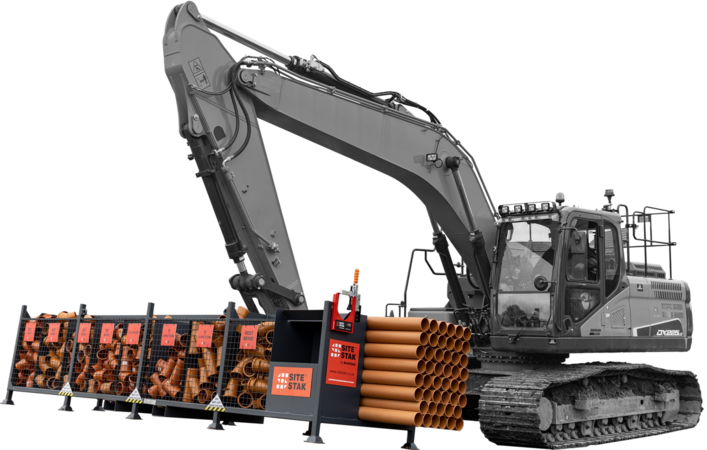 SiteStak Workstation L4 transported with Excavator Grey cut-out