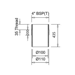 Frost spigot adaptor CAST BSP4 to 100mm ID, 110mm OD BS416/2, extends 400mm