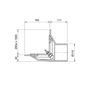 Frost Parapet assembly, 90 deg grate, small sump body cast iron 2-way outlet 100mm DIA