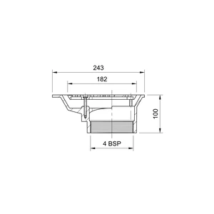 Frost Balcony outlet, aluminium grating and small sump body, vertical outlet BSP4" Internal (Female) Thread