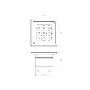 Stainless Steel Gully 162mm Sq Perforated