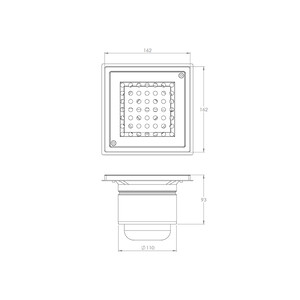 Stainless Steel Gully 162mm Sq Perforated