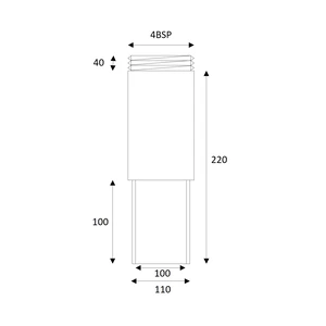 Frost spigot adaptor CAST BSP4 to 100mm ID, 110mm OD BS416/2, extends 220mm