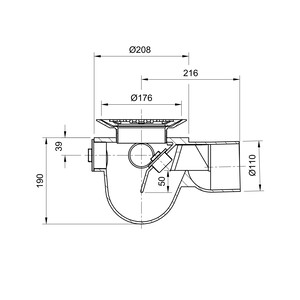 Frost Floor drain 178mm circular nickel bronze grating for vinyl floors with medium sump -'P' trap - spigot outlet size 100mm
