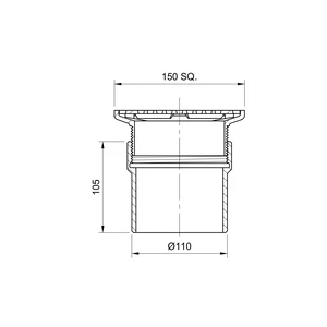 Frost floor drain 150mm square nickel bronze grating with direct connection spigot outlet,100mm