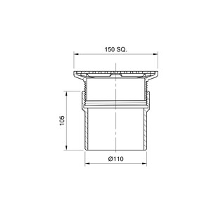 Frost floor drain 150mm square stainless steel grating with direct connection spigot outlet,100mm