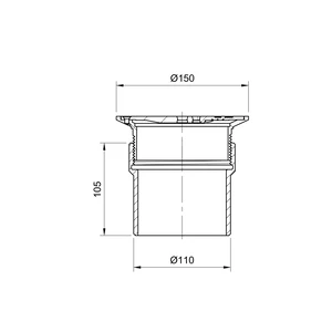 Frost floor drain 150mm circular nickel bronze grating with direct connection spigot outlet, 100mm