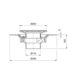 Frost Floor drain 200mm circular nickel bronze grating with medium sump body - spigot outlet size 100mm