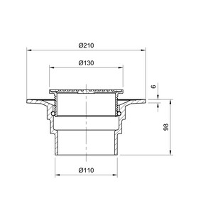 Frost 130mm circular nickel bronze double sealed rodding eye with small sump and spigot outlet, 100mm