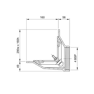 Frost Aluminium Parapet assembly, 90 deg grate, small sump body 2-way outlet 4" BSP