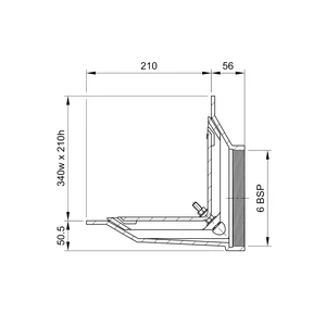 Frost Aluminium Parapet assembly, 90 deg grate, medium sump body 2-way outlet 6" BSP
