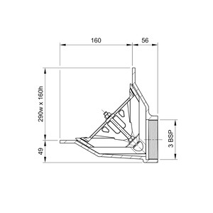 Frost Aluminium Parapet assembly, 45 deg grate, small sump body 2-way outlet 3" BSP