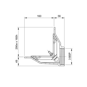 Frost Aluminium Parapet assembly, 90 deg grate, small sump body 2-way outlet 3" BSP