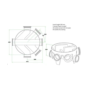 450mm Inspection Chamber Base 110mm Inlet for installation up to 1.2m - New