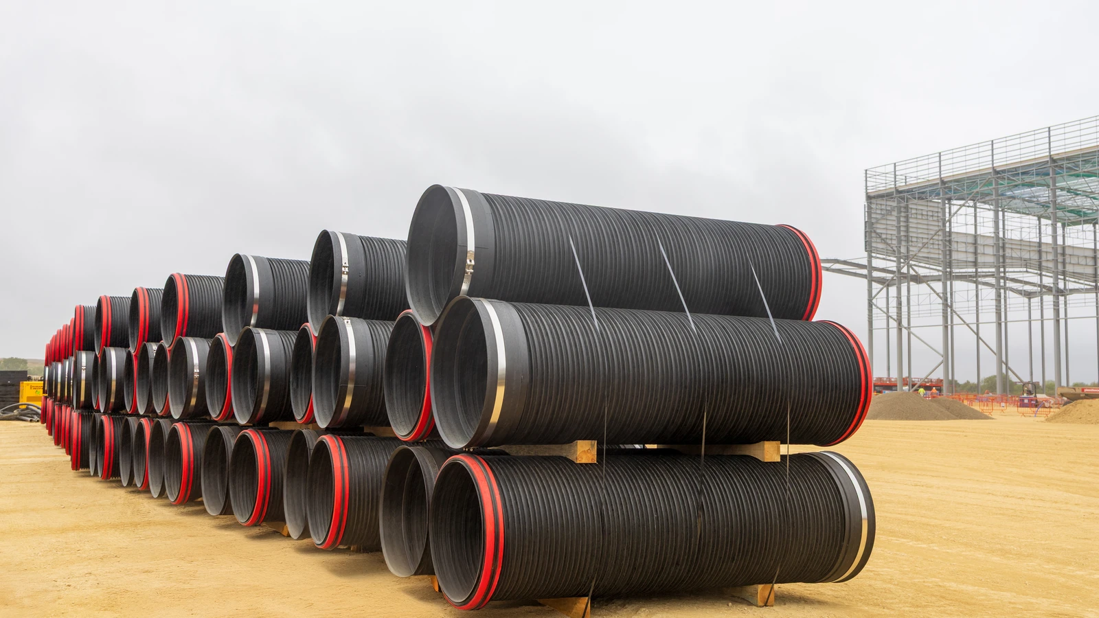 Aquaspira large CSR pipes at Doncaster warehouse project for TJ Morris