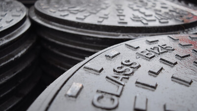 Stack of manhole cover lids for drainage inspection chambers