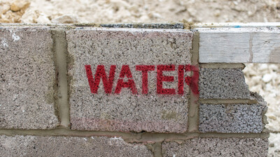 spray paint stencil on block wall