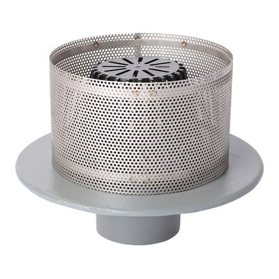 Frost Inverted Roof drain assembly - fixed dome 220mm and 150mm gravel guard, medium sump body with clamp, vertical threaded outlet 4" BSP