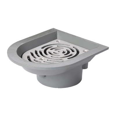 Frost Balcony outlet, aluminium grating and small sump body, vertical outlet BSP4" Internal (Female) Thread