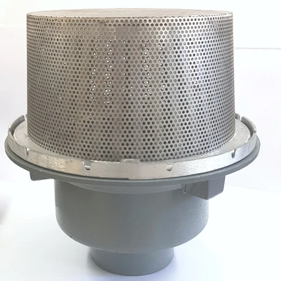 Frost large planting area drain, complete with cast aluminium dome covered with stainless steel mesh screen. 160mm Spigot Outlet