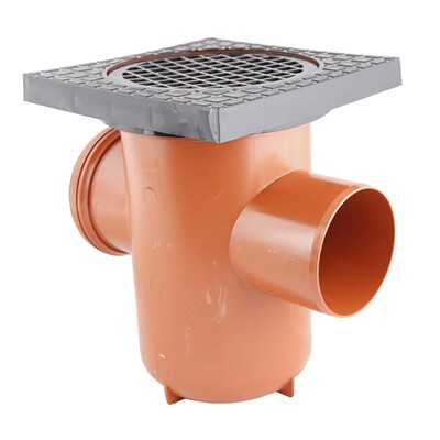 110mm ORANGE Square B/Inlet Bottle Gully Roddable