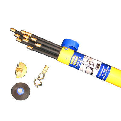 1m Drain Rod Set 10 Piece; includes 4" Drop Scraper, Double Worm Screw, 4" rubber plunger