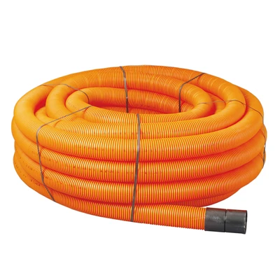 110mm OD Twinwall Duct Coil x50m; Traffic Signal ORANGE.