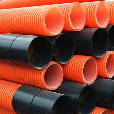 150mm Twinwall Duct x6m; ORANGE c/w Coupler - Marked 'Street Lighting'