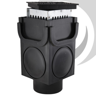 P/propylene LibertyDrain Channel Sump/Corner Unit c/w Galvanised Debris Trap