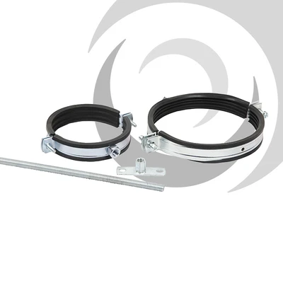 158-170mm Zinc Plated Pipe Bracket Rubber Lining - M8/M10 Thread