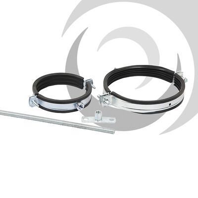 158-170mm Zinc Plated Pipe Bracket Rubber Lining - M8/M10 Thread