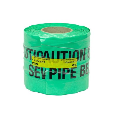 Detectable U/G Warning Tape - Sewer Pipe (x100m) Green