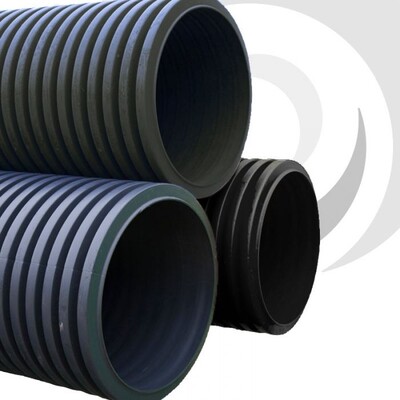 300mm ID Twinwall Duct x6m; BLACK; P/E